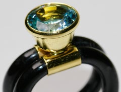 18K Yellow Gold Ring With Large Aquamarine Solitaire