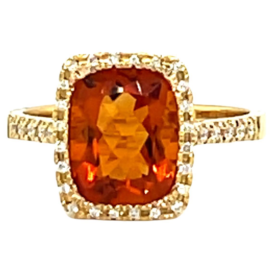 Anillo de oro amarillo de 18 quilates con citrino mandarín y diamantes