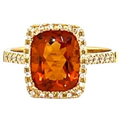 18K Yellow Gold Ring with Mandarin Citrine and Diamonds