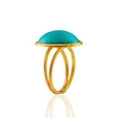 18 Karat Yellow Gold Ring with Turquoise Stone