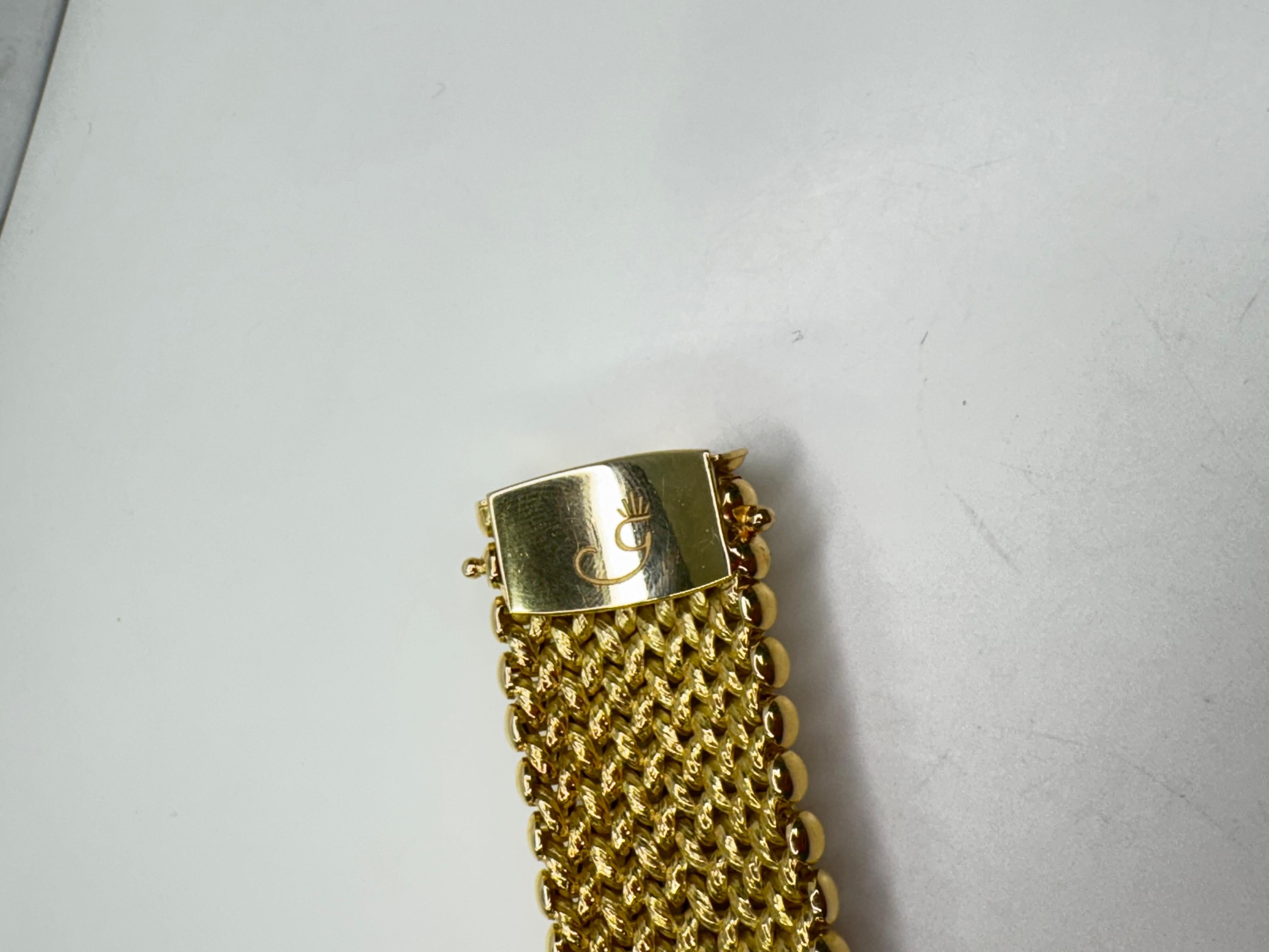 Art déco Bracelet à maillons italiens Risos en or jaune 18K en vente