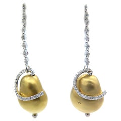 18 Karat Yellow Gold Roberto Coin Nugget Diamond Drop Earrings