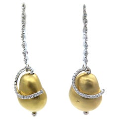 18 Karat Yellow Gold Roberto Coin Nugget Diamond Drop Earrings
