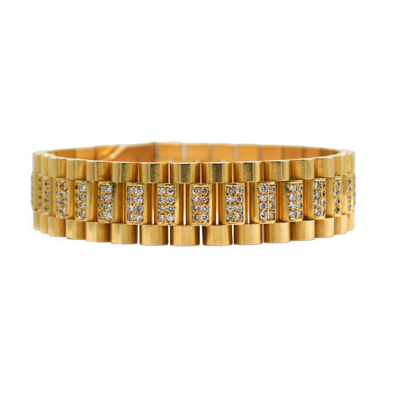Bracciale giubileo con diamanti in oro giallo 18 carati Rolex su