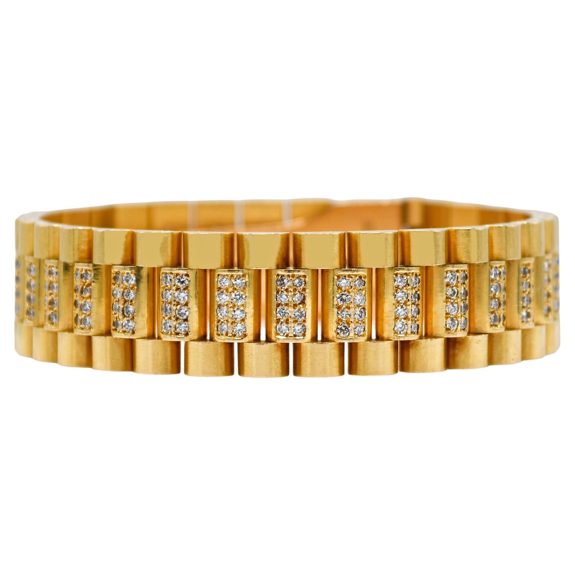 18K Yellow Gold Rolex Style Diamond Jubilee Bracelet