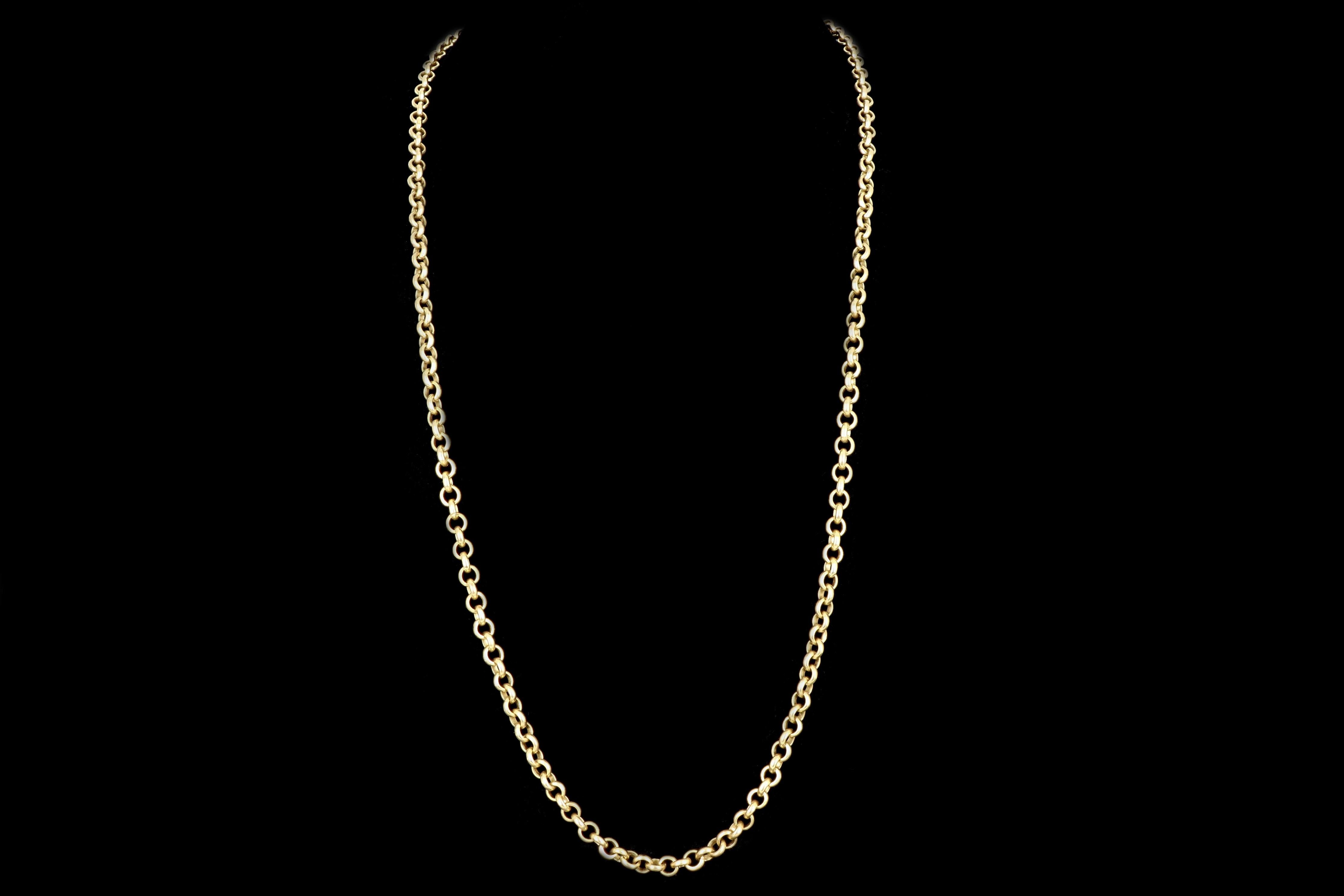 Era: Modern 

Composition: 18K Yellow Gold

Necklace Length: 32 Inches

Necklace Weight: 82.2 Grams

Item Barcode: 640993