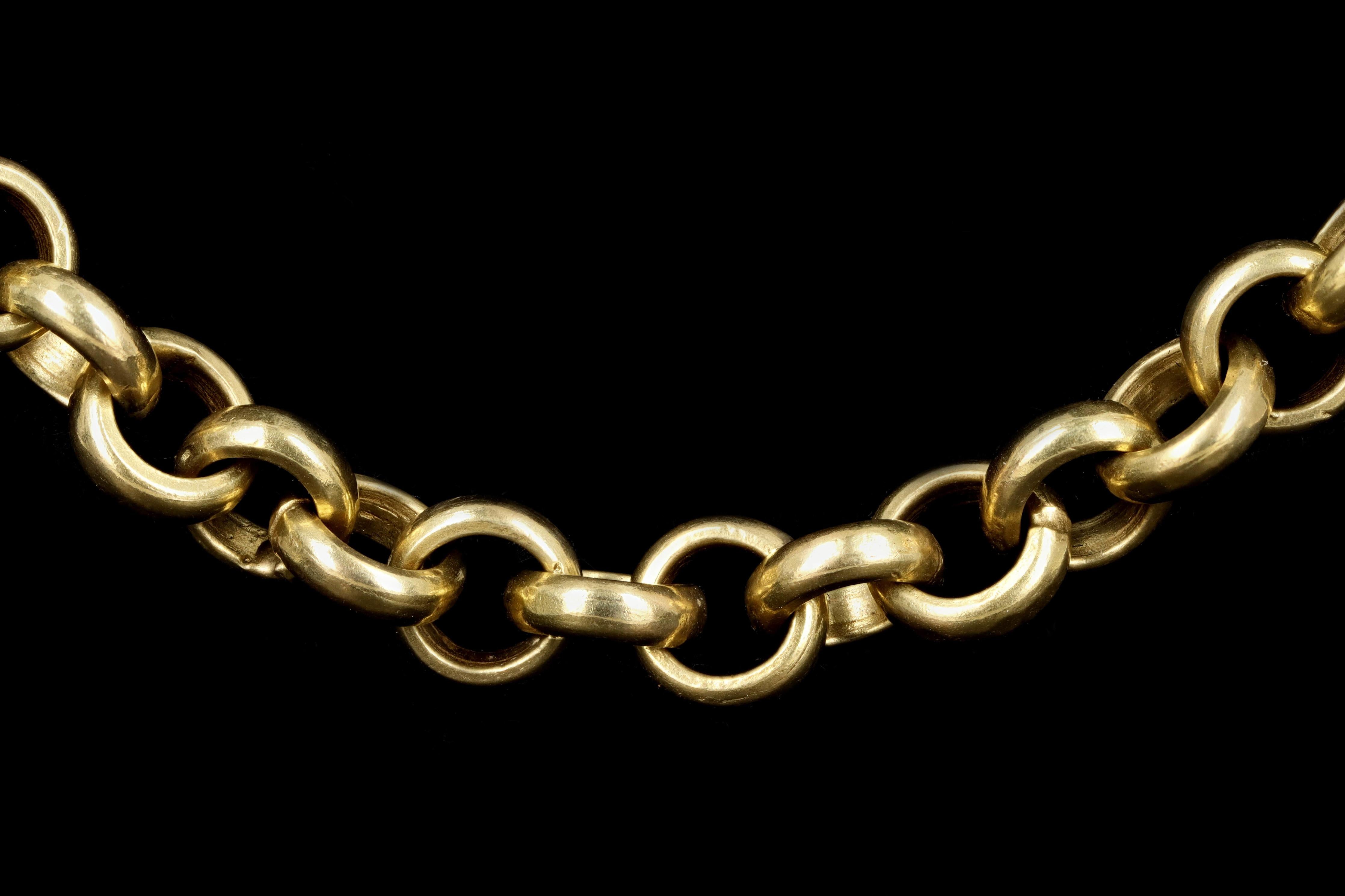 18 Karat Yellow Gold Rolo Chain In Excellent Condition In Cape May, NJ