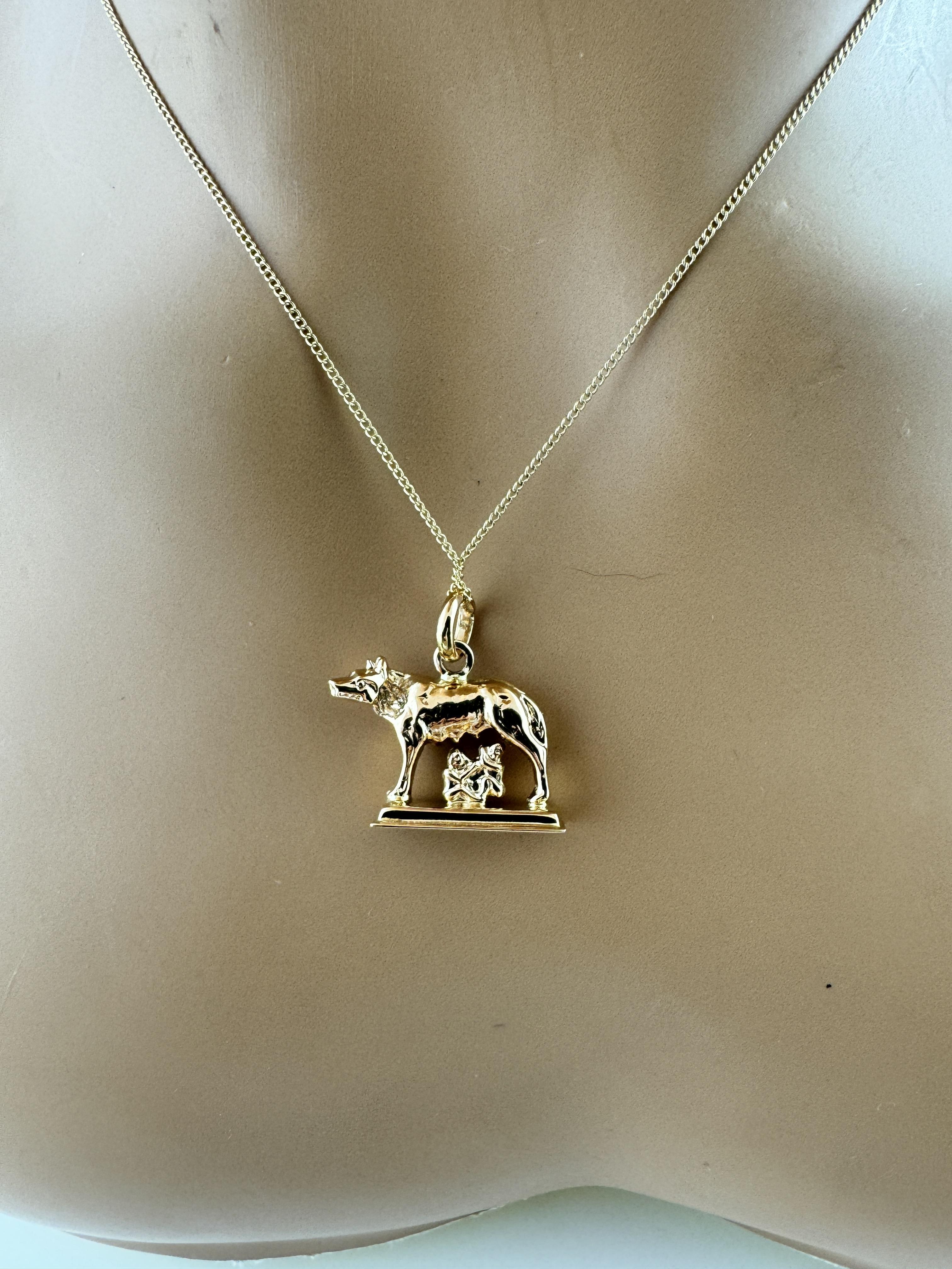 18K Yellow Gold Romulus and Remus Wolf of Rome Charm #19622 6