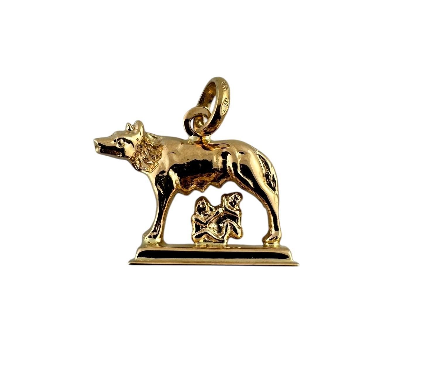 Women's 18K Yellow Gold Romulus and Remus Wolf of Rome Charm #19622