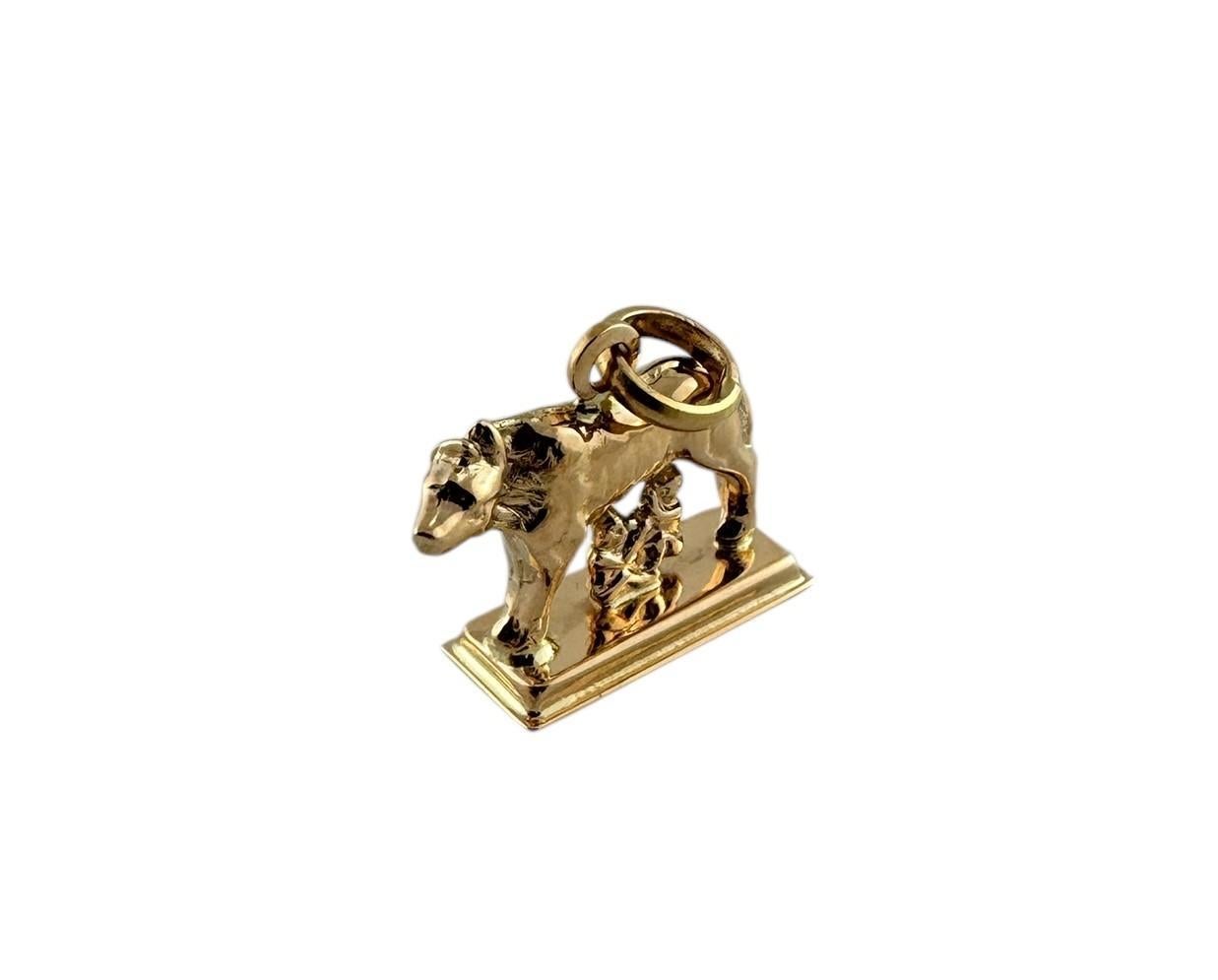18K Yellow Gold Romulus and Remus Wolf of Rome Charm #19622 1