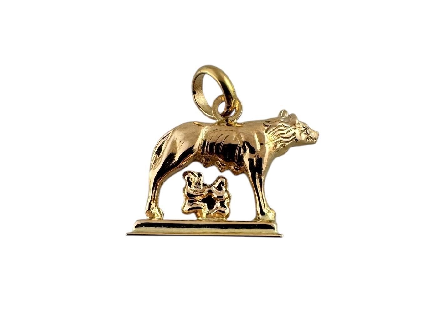 18K Yellow Gold Romulus and Remus Wolf of Rome Charm #19622 2