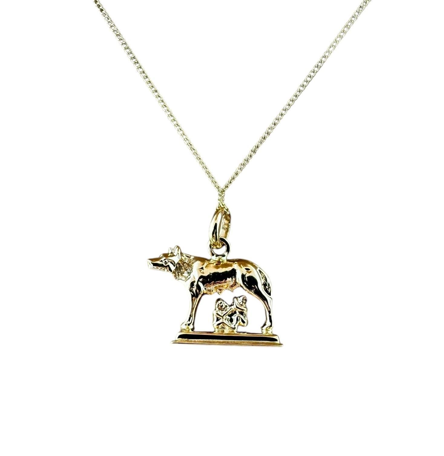 18K Yellow Gold Romulus and Remus Wolf of Rome Charm #19622 3