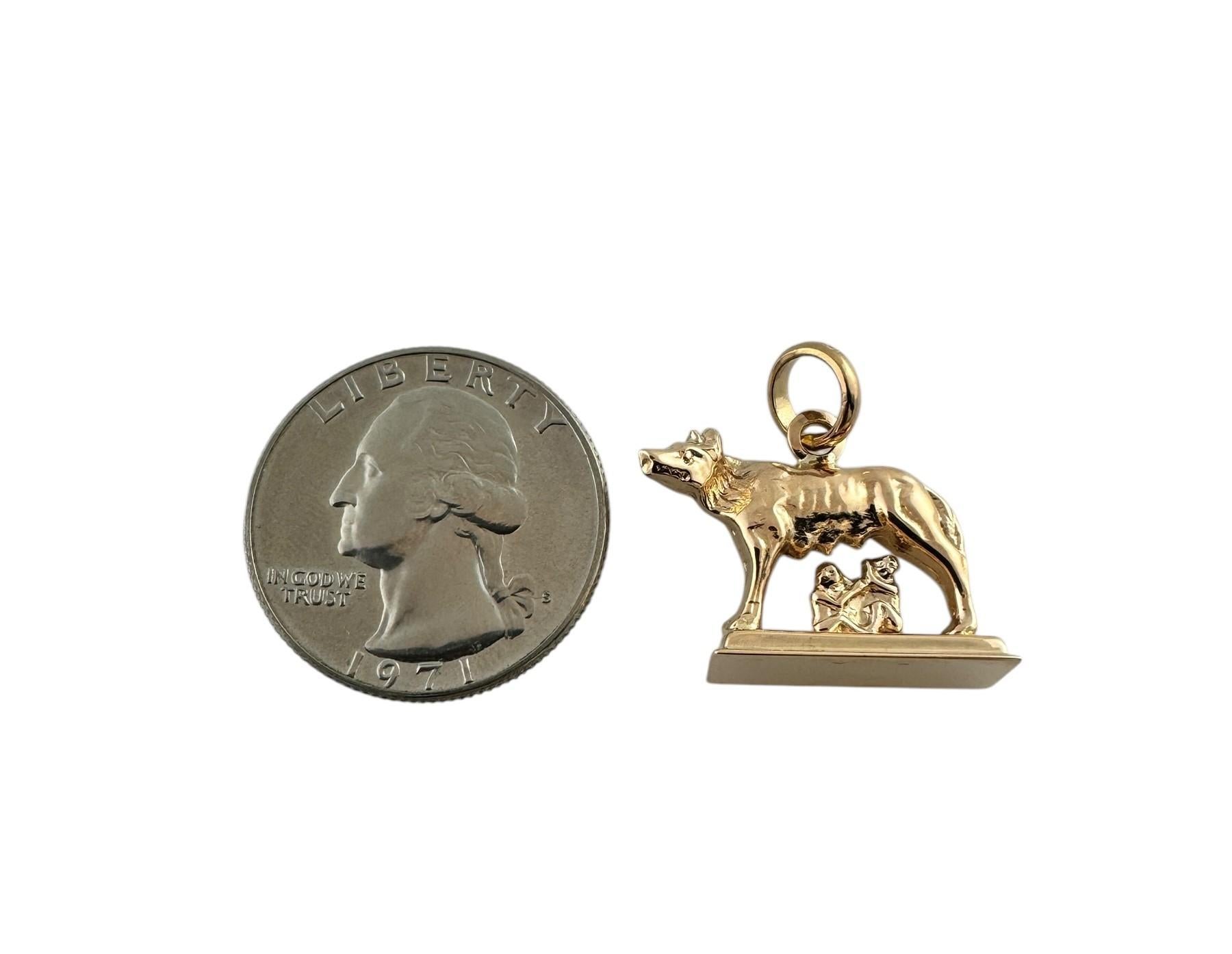 18K Yellow Gold Romulus and Remus Wolf of Rome Charm #19622 4