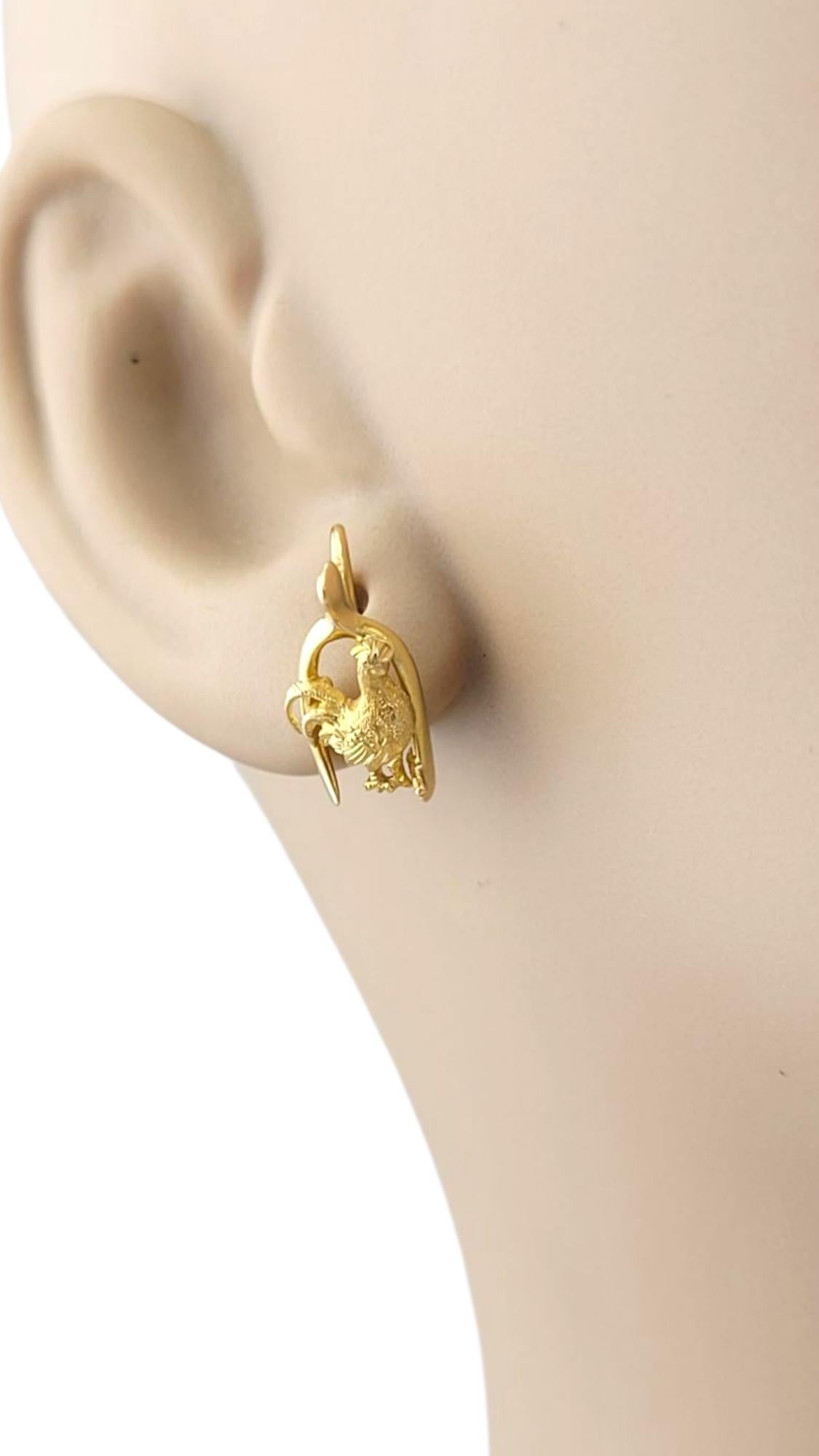 18k Yellow Gold Rooster Earrings #21713 im Angebot 3
