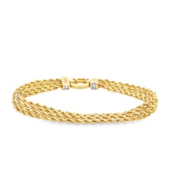 18k Yellow Gold Rope Bracelet with Diamond Studded Clasp