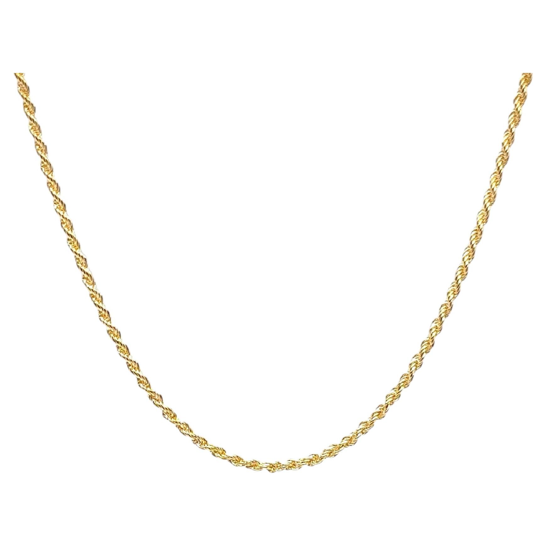 Collier de chaîne en or jaune 18K 1.5mm en vente
