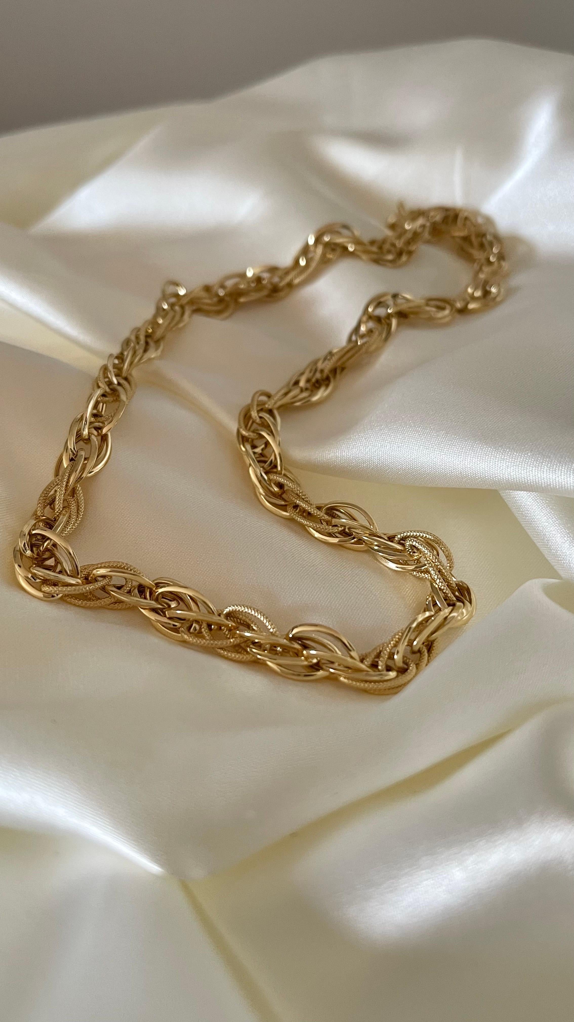 18K Yellow Gold Rope Chain Necklace, Handcrafted in Brazil For Sale 3