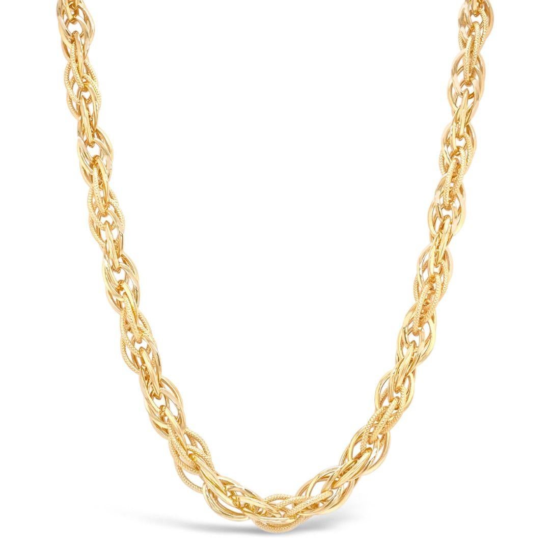 18K Yellow Gold Rope Chain Necklace, Handcrafted in Brazil