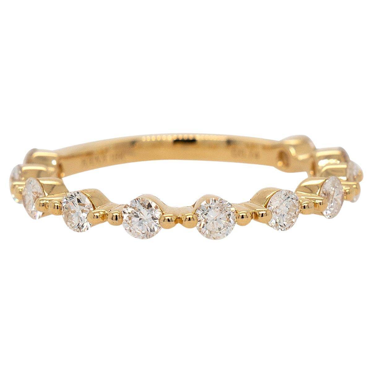 18k Yellow Gold Round 0.74ct Brilliant Natural Diamond Wedding Band For Sale