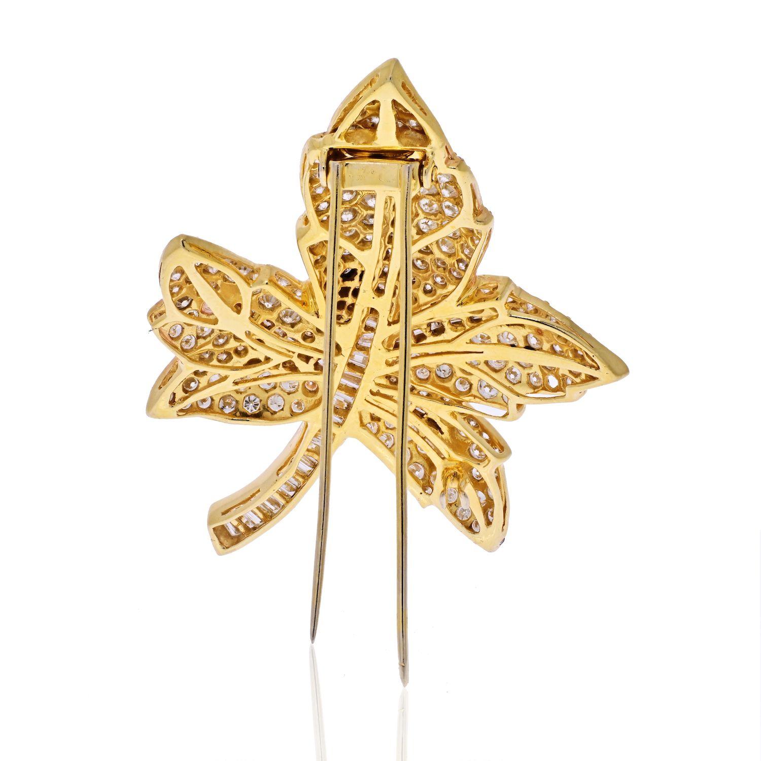Same style as the one we often see worn by Queen Elizabeth II, maple leaf brooches are quite symbolic in English culture. This is one brooch style that the Queen loves and wears quite a lot. The brooch was passed down to her from Queen Elizabeth,