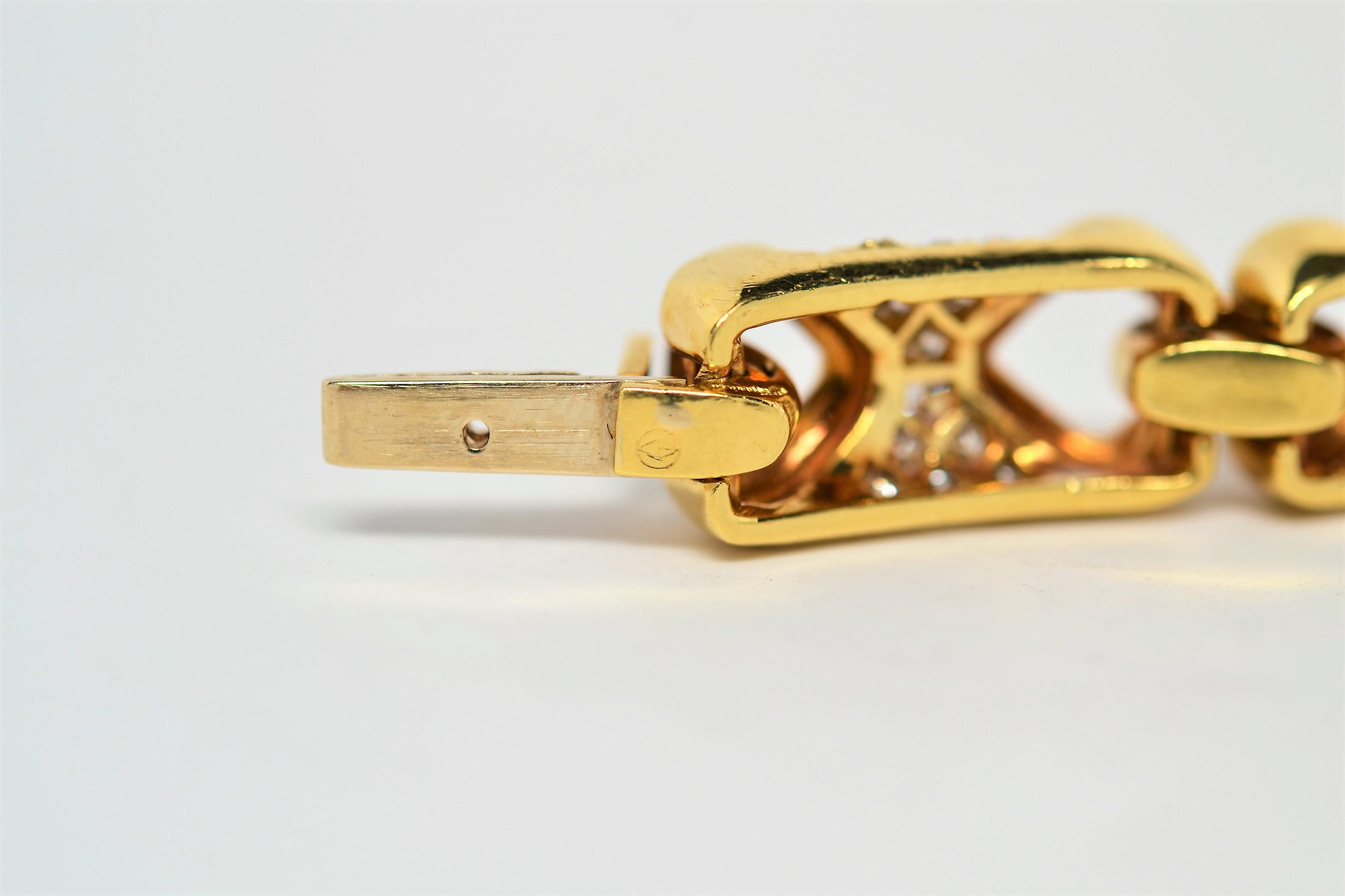 18K Yellow Gold & Round Brilliant Cut Diamond Link Bracelet, 2.92 Carats For Sale 1