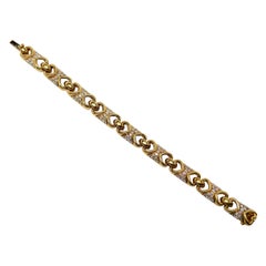 18K Yellow Gold & Round Brilliant Cut Diamond Link Bracelet, 2.92 Carats