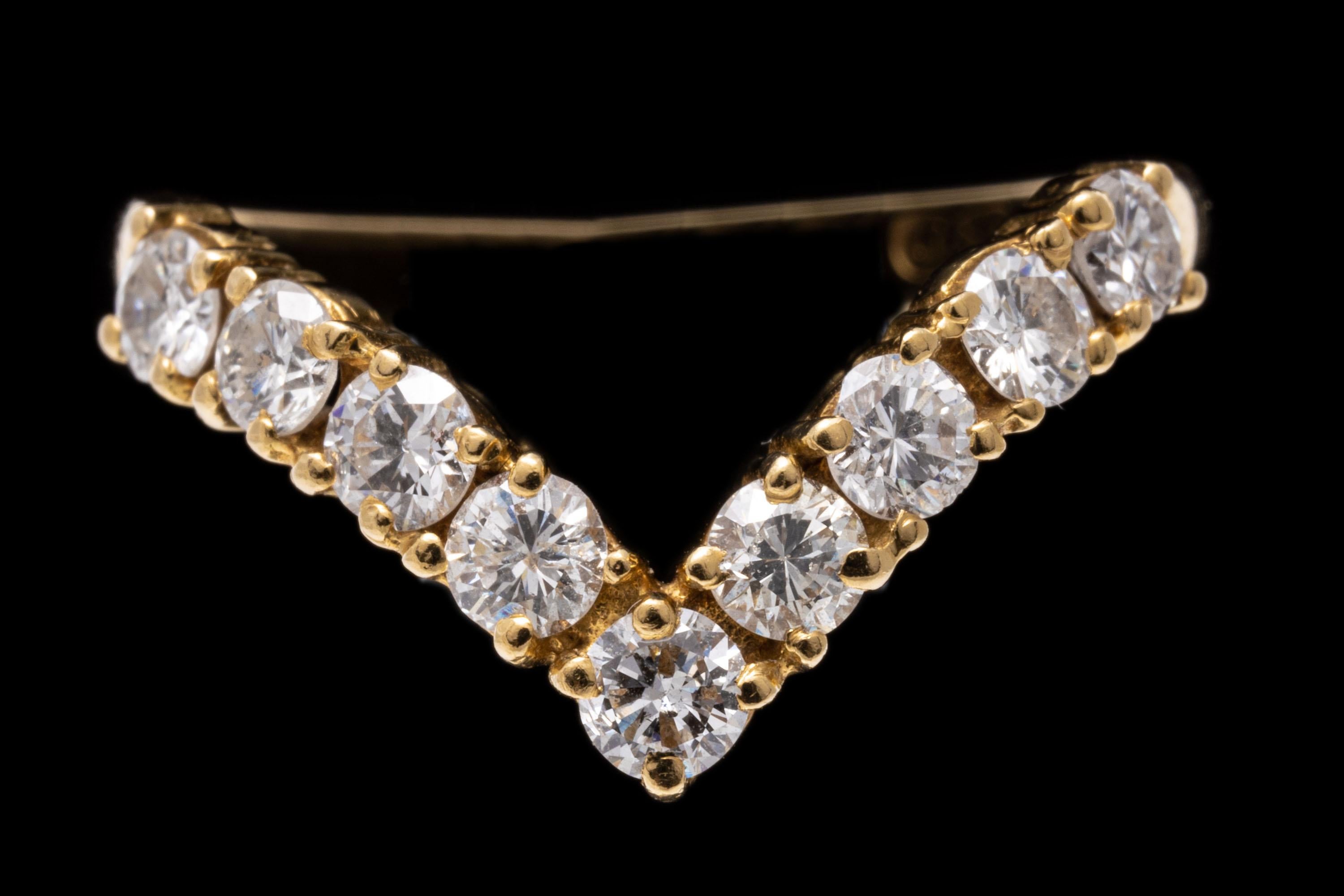 Bague à anneau « v » en or jaune 18 carats avec diamants ronds brillants 3