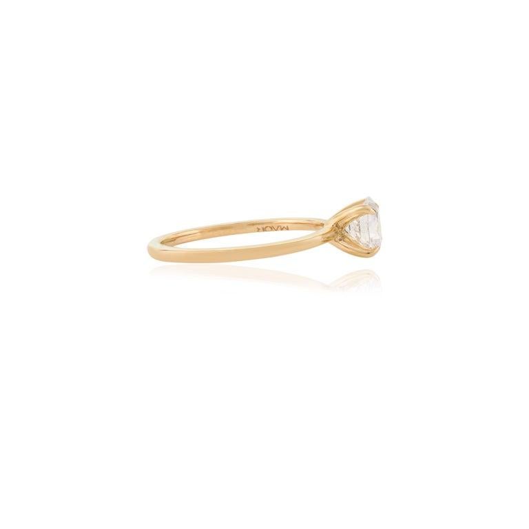 En venta: Anillo de compromiso de oro amarillo de 18 quilates con diamante redondo y solitario de moissanita  8