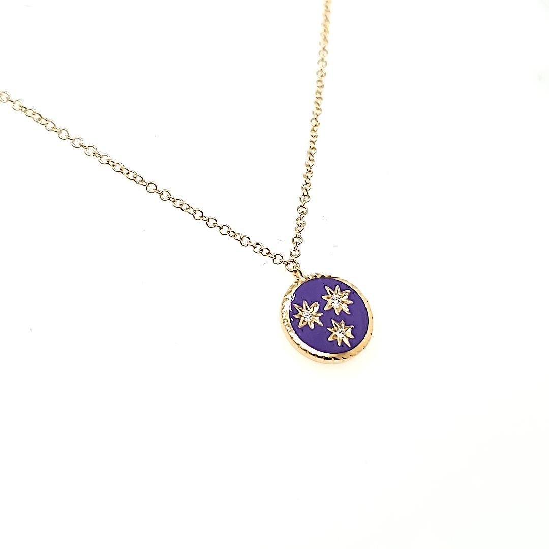 Collana in oro giallo 18k con diamante rotondo Cts 0,02 In condizioni Nuovo in vendita a Hong Kong, HK