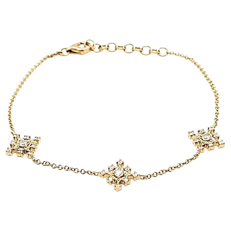 18k Yellow Gold Round Diamond Cts 0.28 Bracelet