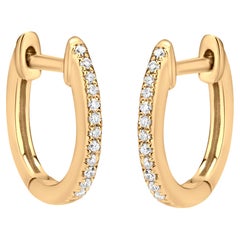 18k Yellow Gold Round Single Cut Pave Diamond Stud Earrings