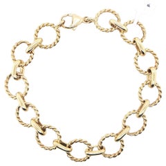 18K Yellow Gold Round & Twisted Link Bracelet