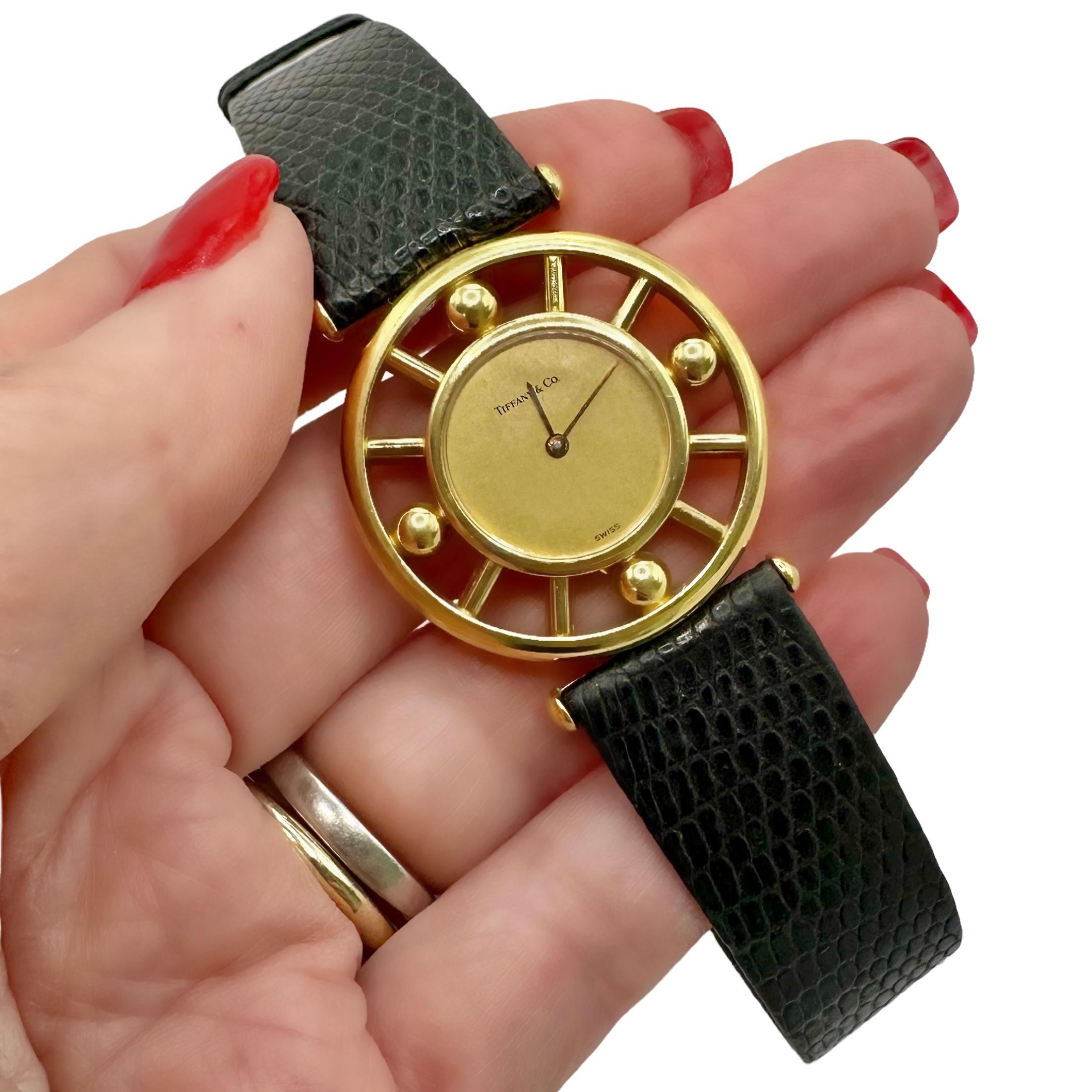 18K Yellow Gold Round Watch by Paloma Picasso for Tiffany with Leather Strap 6