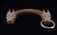 18K Yellow Gold Royal Dragon Double Head Bracelet with Diamond