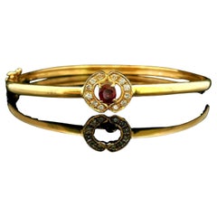 Pulsera brazalete vintage de oro amarillo de 18 quilates con rubíes y diamantes de 13 g 7