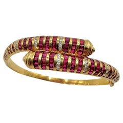 Bracelet en or jaune 18 carats avec diamants et rubis