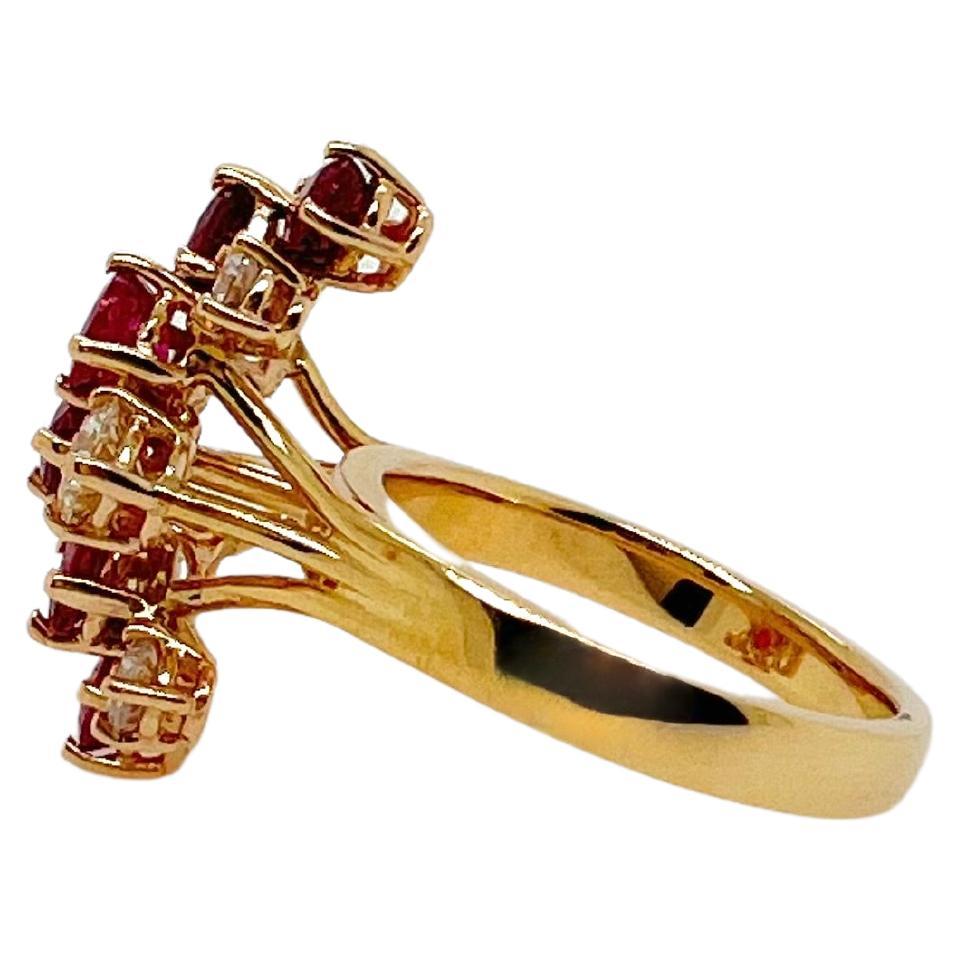 18k Yellow Gold Ruby and Diamond Cocktail Ring In New Condition For Sale In Carrollton, TX
