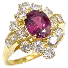 18K Yellow Gold Ruby and Diamond Cocktail Ring