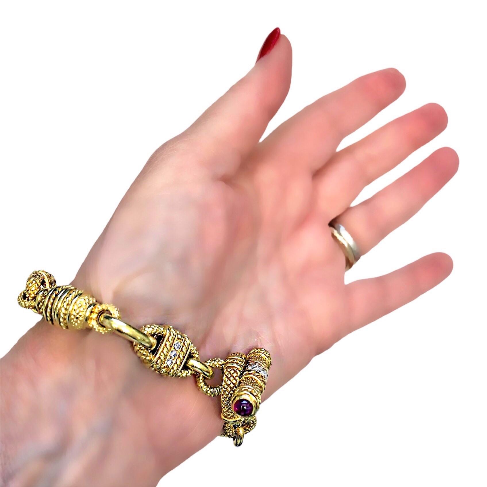 18K Yellow Gold, Ruby and Diamond Judith Ripka Toggle Bracelet 1
