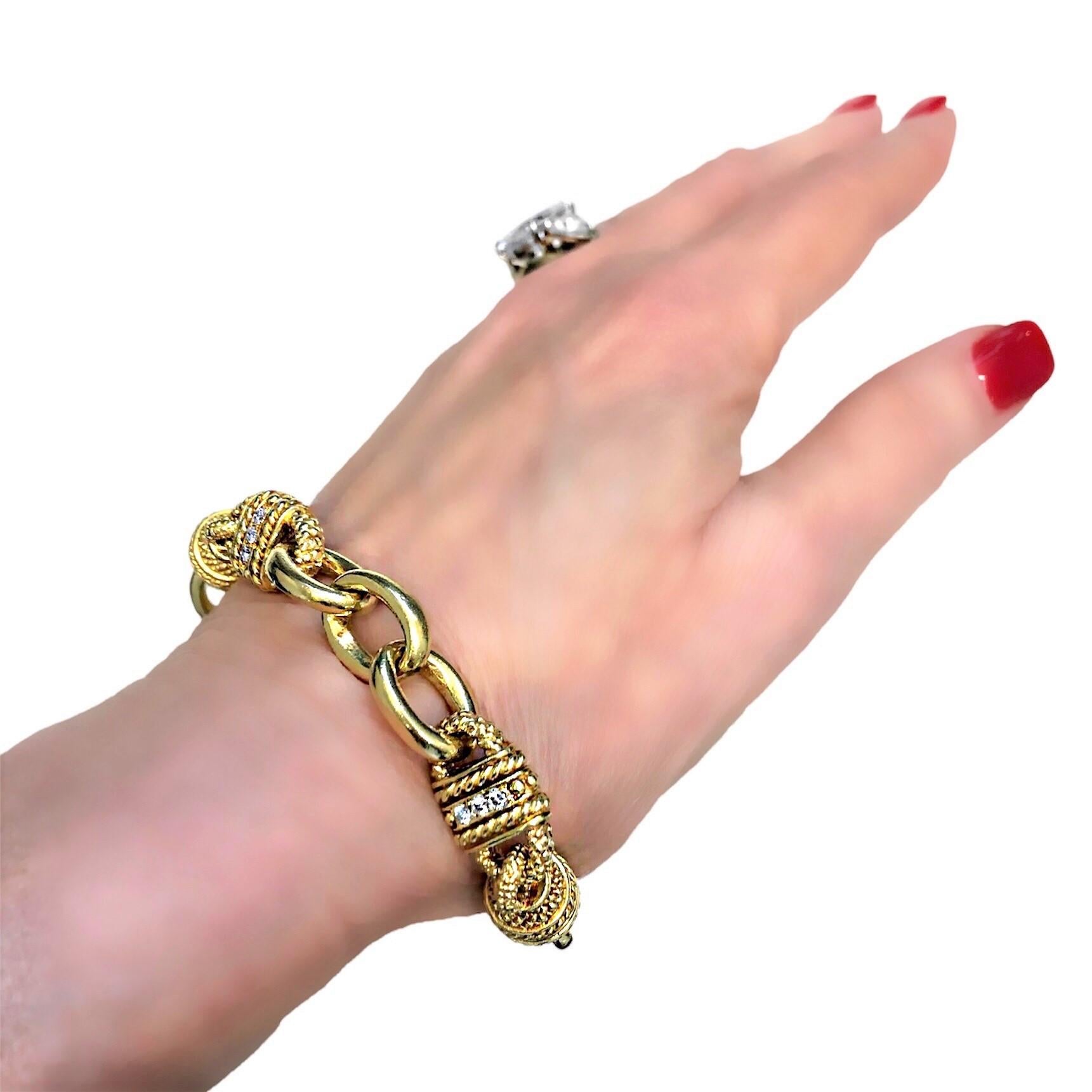 18K Yellow Gold, Ruby and Diamond Judith Ripka Toggle Bracelet In Good Condition In Palm Beach, FL