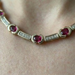 18K Yellow Gold Ruby and Diamond Necklace