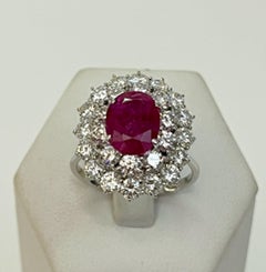 18K White Gold Ruby and Diamond Ring, 1960-70s Italy