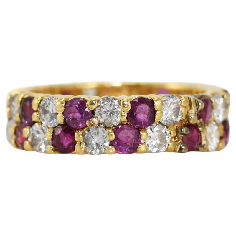 18K Yellow Gold Ruby and Diamond Ring, 5.3g, 1.00tdw For Sale