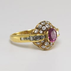 18K Yellow Gold Ruby and Diamond Ring