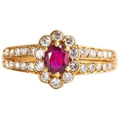 Used 18k Yellow Gold Ruby and Diamond Ring