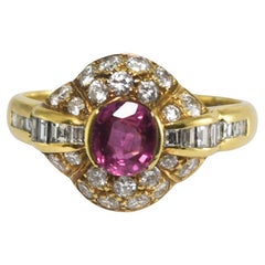 18K Yellow Gold Ruby and Diamond Ring