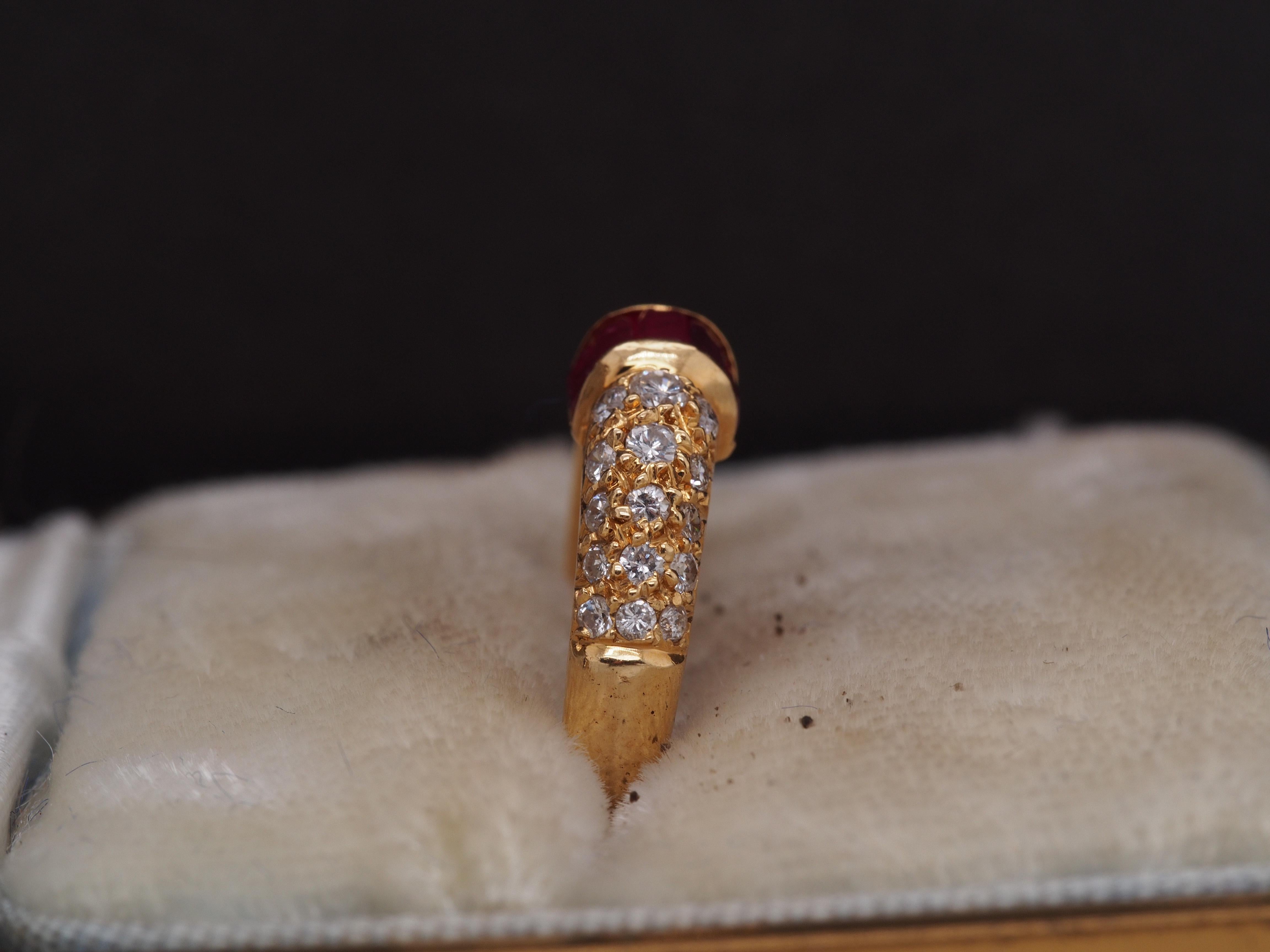 18K Yellow Gold Ruby and Diamond Wedding Band For Sale 2