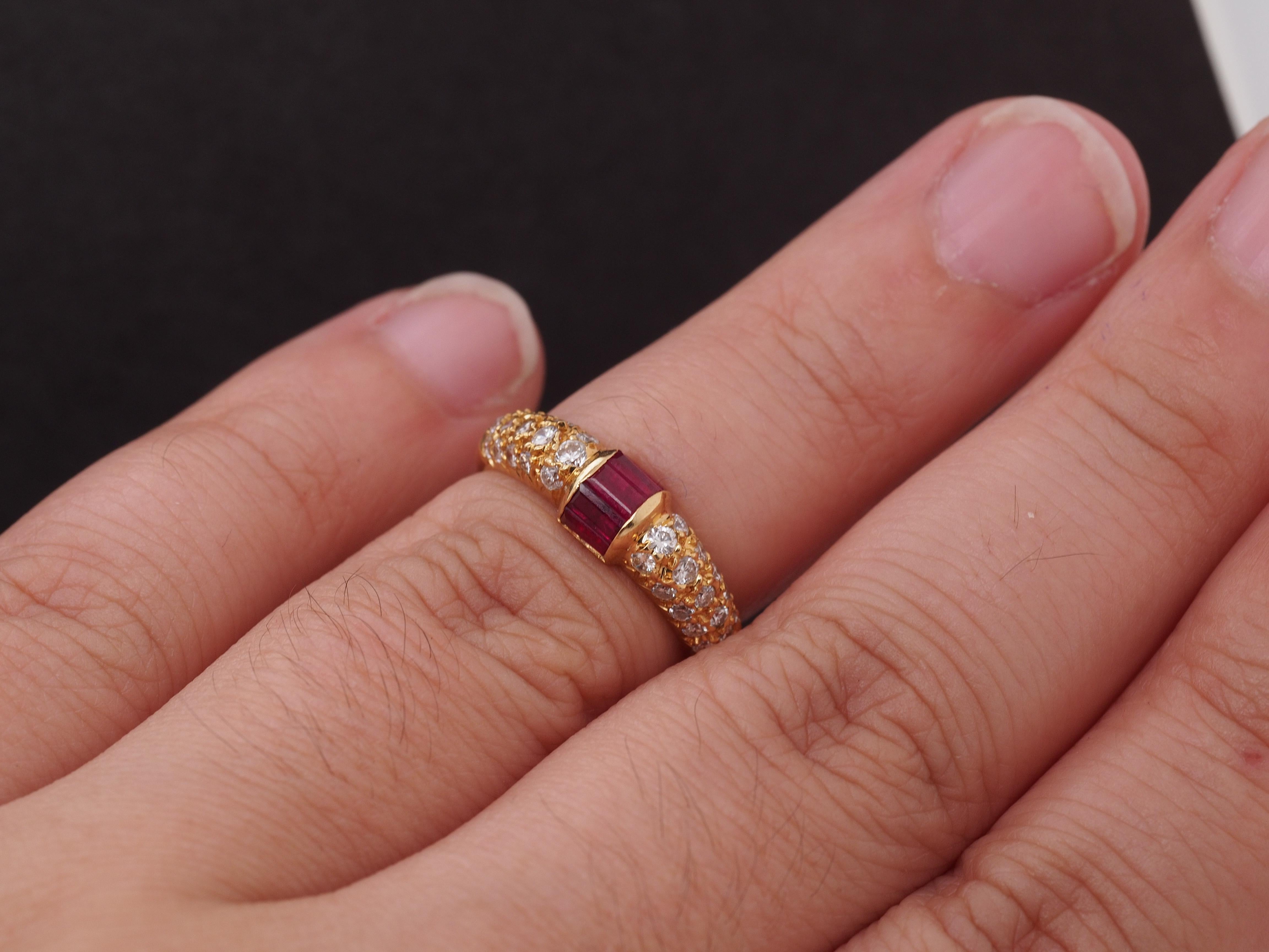 18K Yellow Gold Ruby and Diamond Wedding Band For Sale 3