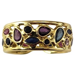 Anillo ajustable de oro amarillo de 18 quilates con rubí y zafiro Talla 7 #17695