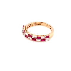 18k Yellow Gold Ruby Baguette Cts 0.65 Diamond Baguette Cts 0.46 Eternity Ring